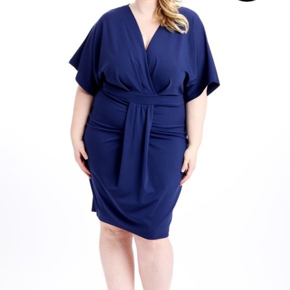 Royal Blue Drop Kimono Sleeved Dress - Picture 3 of 5